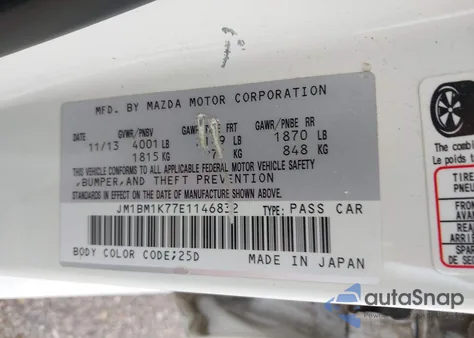 2014 Mazda Mazda3 I Sport z USA, uszkodzony, nr VIN JM1BM1K77E1146832